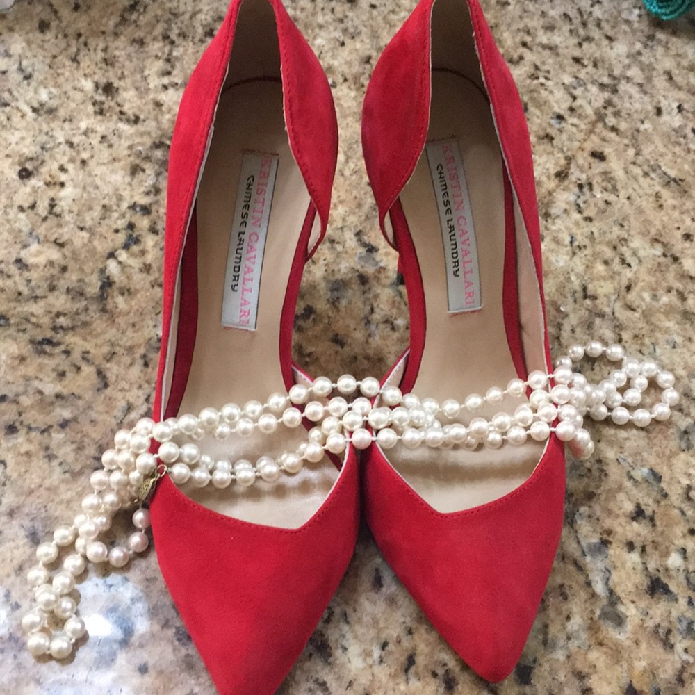 NEW Kristen Cavallari Laundry, Red Suede Heels 7.5